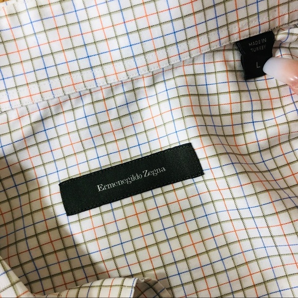 Ermenegildo Zegna Plaid Button Down Mens Size L - Picture 3 of 4